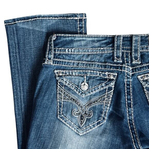 Rock Revival Women’s Sz 28 Swarovski Crystal Easy Boot Jeans Jamie Stretch Denim - Picture 10 of 14